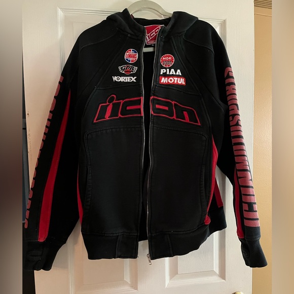 ICON Other - ICON/men’s hooded jacket, black, size L, broken zipper. *
